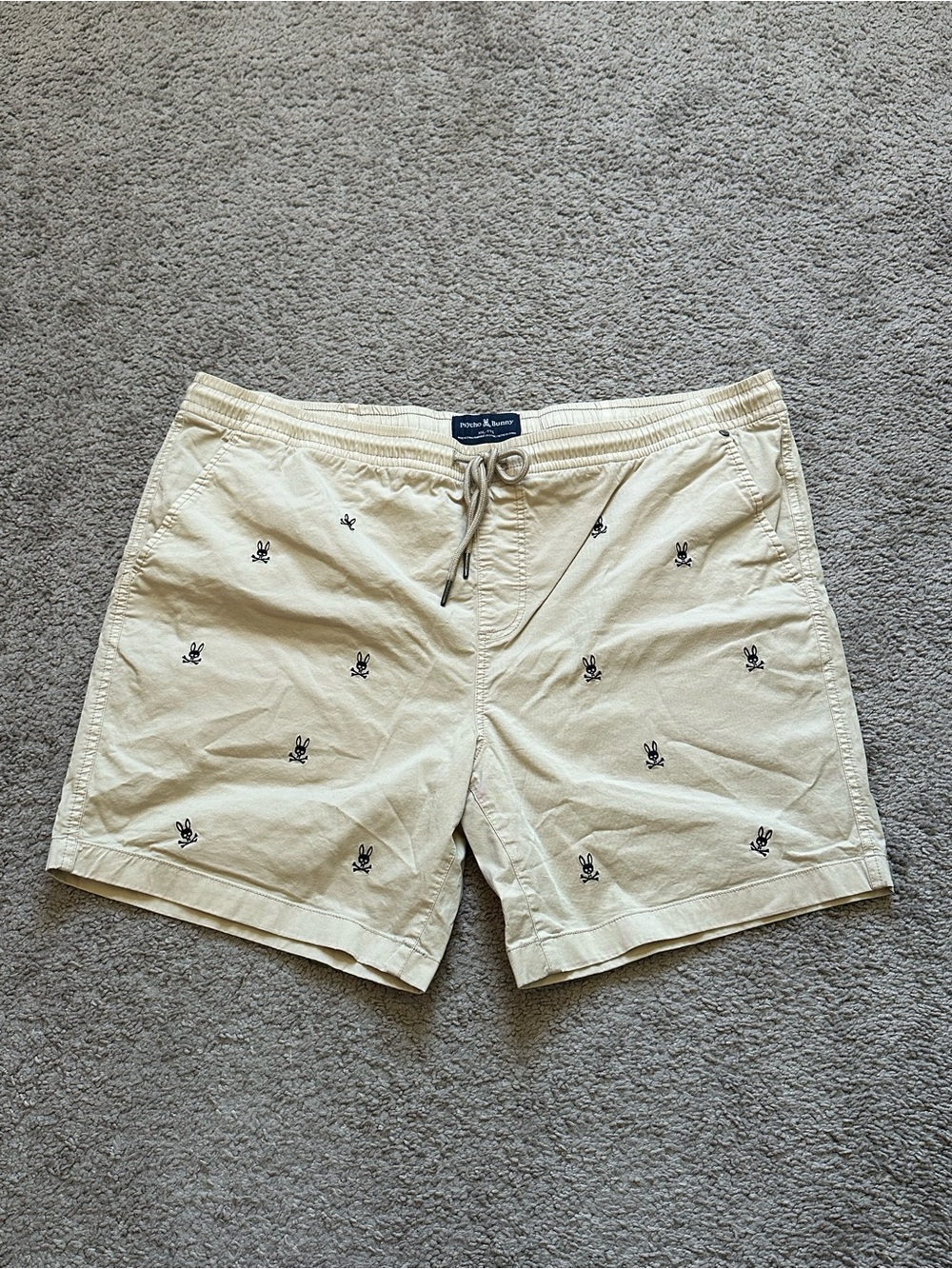Psycho Bunny Men's Beige Cotton Chino Shorts Drawstring Pockets 2XL